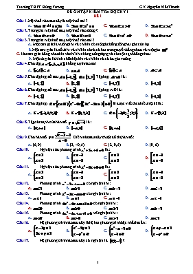 Toán 10 - Đề ôn tập kiểm tra học kỳ 1